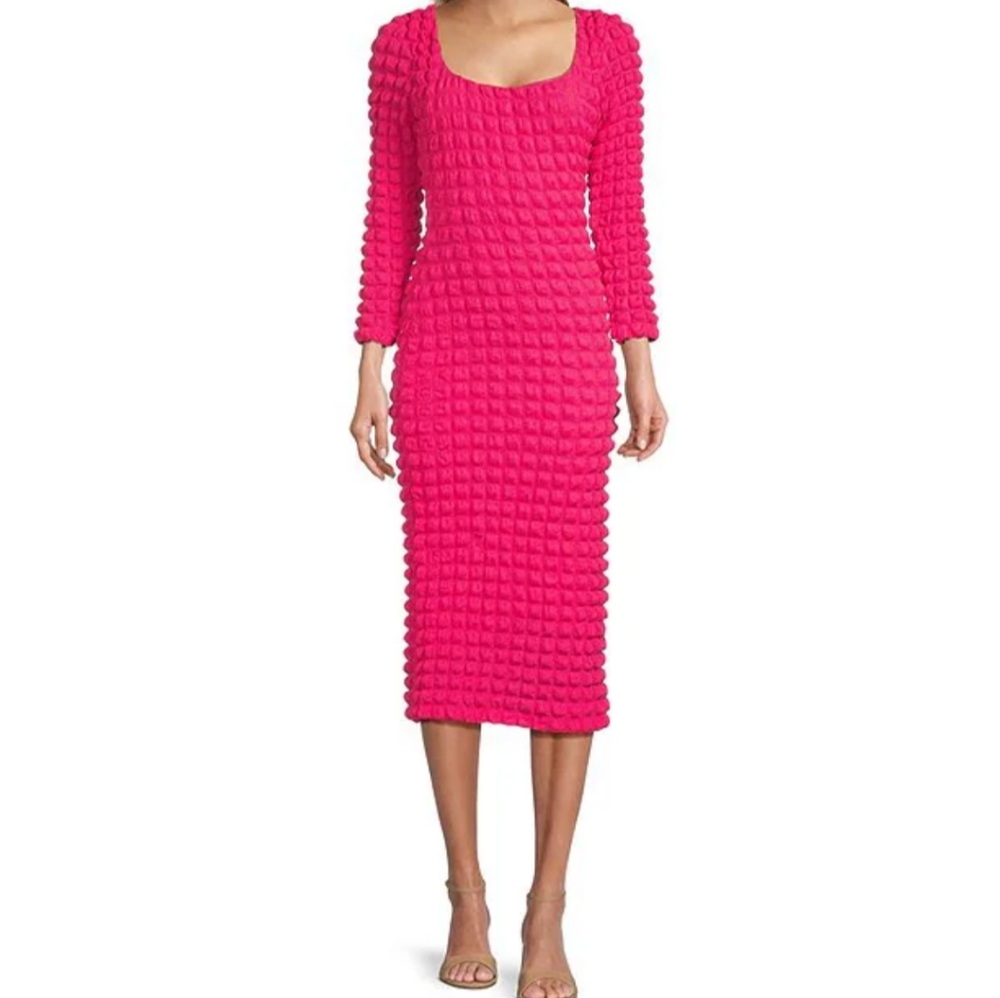 NEW Antonio Melani pink bubble smocked body con dress